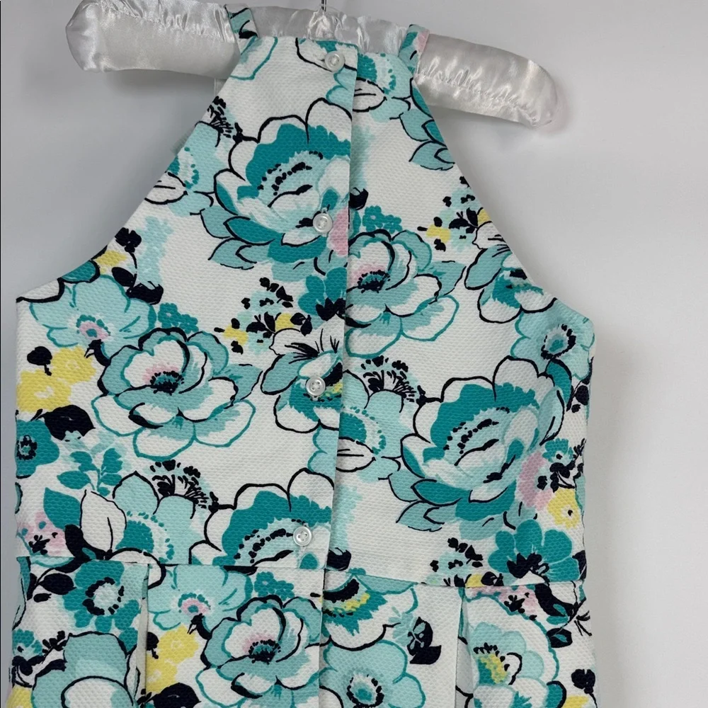 Janie and Jack Floral Halter Top in Teal and Yellow - size 8